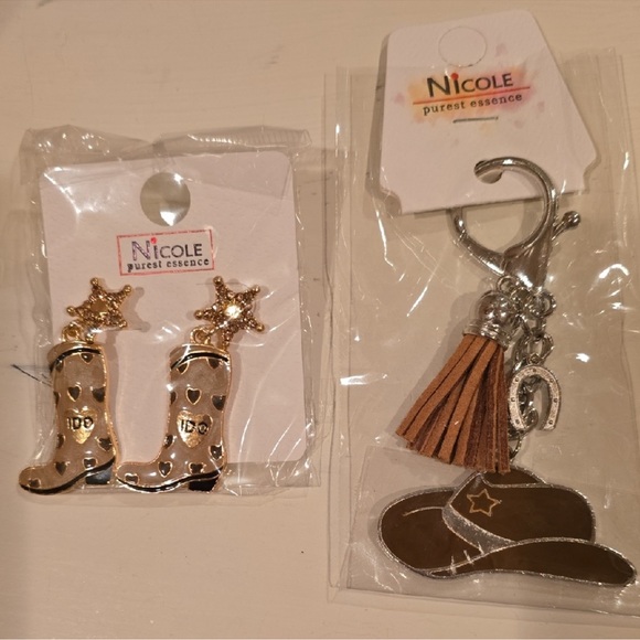 Nicole Other - Cowboy Jewelry Set - Earrings With Keycharm. NEW.